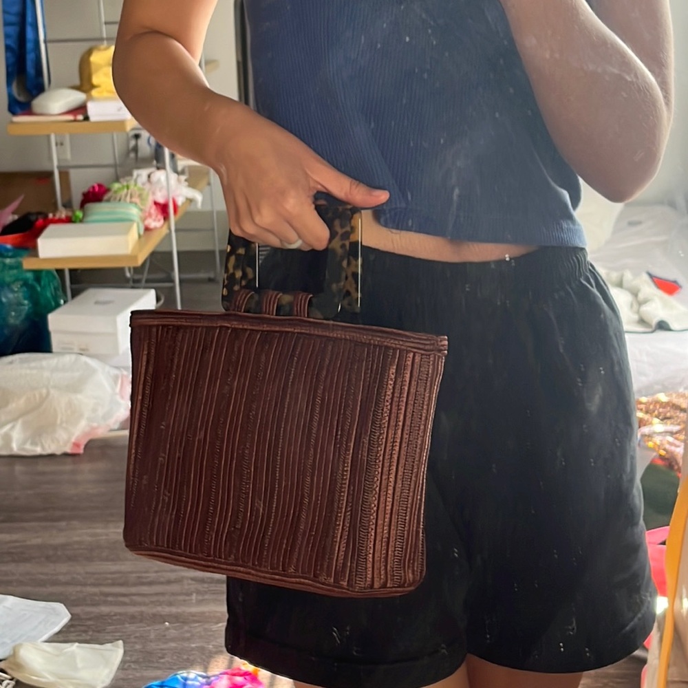 SOLDSOLDSOLD YSL Passementerie woven bag vintage brown tortoiseshell handle